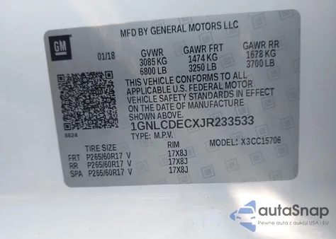 2018 Chevrolet Tahoe Commercial Fleet z USA, uszkodzony, nr VIN 1GNLCDECXJR233533